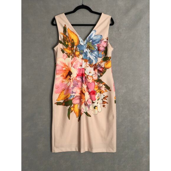 Donna Ricci Sheath Dress Women's Size 10 Floral Sleeveless - Picture 4 of 7